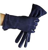 AOTIANYANG傲天阳 Leather Gloves Women's Sheepskin Suede Gloves Frosted Leather Autumn Winter Thin Warm Knitted Lining Fashion (Dark blue,8)