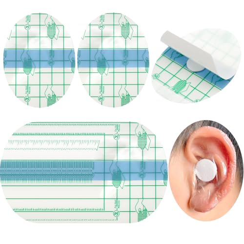 BORISCA 60 Stück Wasserdicht Ohr Patches, Wasserdichter Ohrenschutz Aufkleber Ultradünne Transparente Wasserdichter Ohrstöpsel Wasserdichte Ohrpflaster fur Duschen, Schwimmen, Surfen