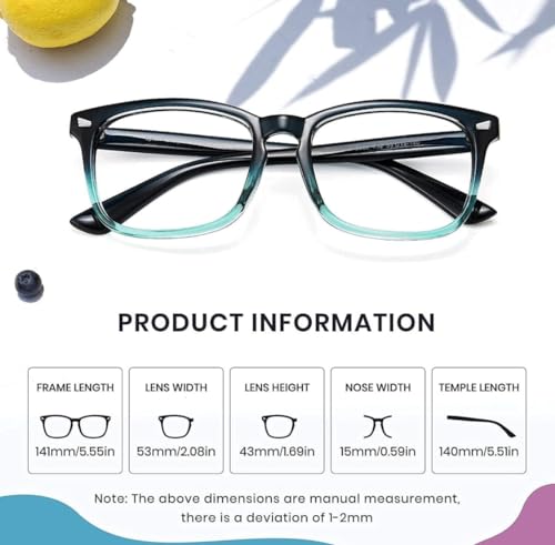 Image of Blue Light Blocking Computer Glasses for Men & Women, Square TR90 Lightweight Eyeglasses Frame, Anti Eye Strain UV Protection, Clear Lens for Gaming Office Reading