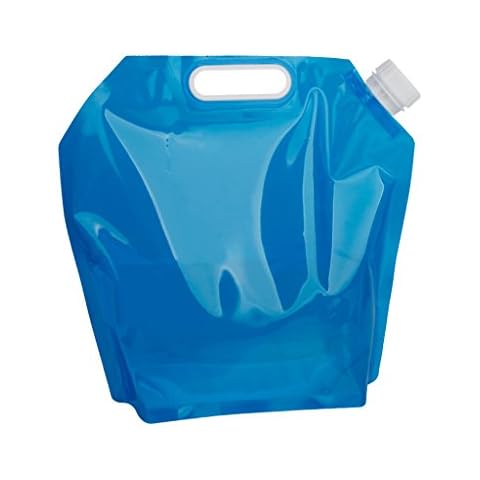 5L Folding Drinking Water Container Storage Bag Pouch for Camping Hiking Picnic BBQ Clear and Blue Cover