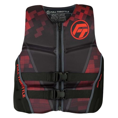 Full Throttle Adult Rapid Dry Flex Back Life Jacket, Red, Large