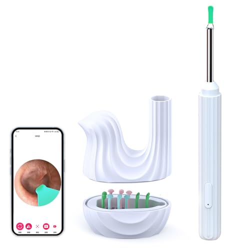 NAFAS Ear Wax Removal Wireless Ear Cleaner Tool with LED Light and 12Pcs Replaceable and Washable Silicone HeadEar Cleaning kit with 130mAh Battery for Smartphones Brithday Gift Set for Women and Men