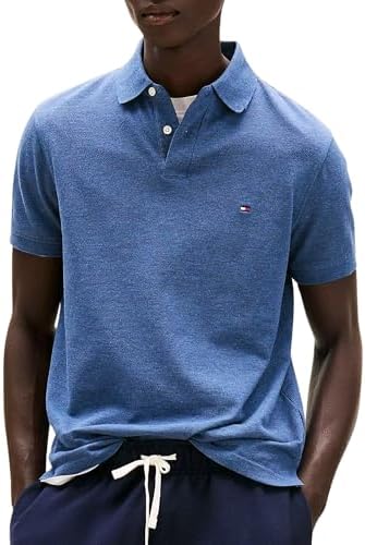 Tommy Hilfiger Herren Poloshirt Kurzarm 1985 Regular Fit, Blau (Faded Indigo Heather), XS