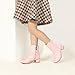 PANDANINJIA Alyssa Girls Fashion Boots Square-Toe Dress Boots Low Heel Ankle Booties with Zipper for Toddler Little Kids Big Kids (Pink Pu, 6 M US Big Kid)