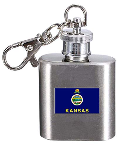 Flasque porte-clés drapeau du Kansas gravé en acier - 2