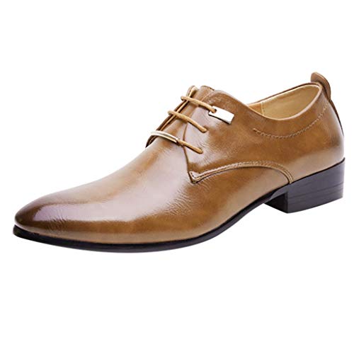 Men Modern Oxford Footwear Lace Business Leather Shoes Casual Comfortable Dress Shoe Male Suit Shoes (43, Brown)