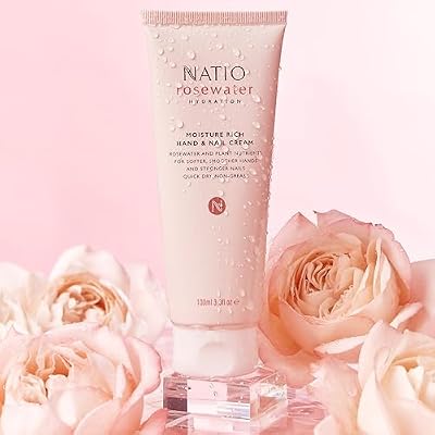 Natio Australia Rosewater Hydration Moisture Rich Hand and Nail Cream, 3.4 ounce - Soothing, Softening Hand Cream - Hand Lotion for Dry Cracked Hands