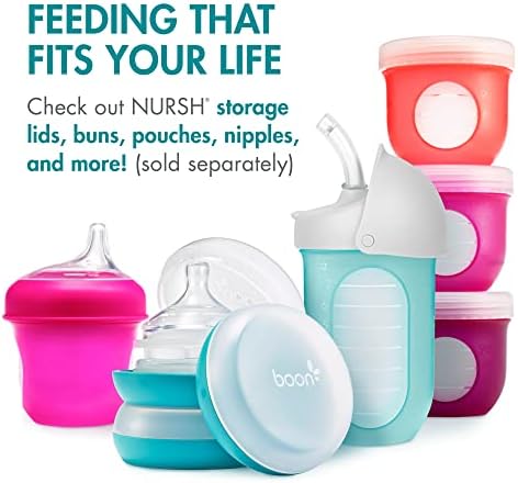 Boon Nursh Bottles - Silicone Baby Bottles Help Ease Colic Symptoms - Formula and Breast Milk Only Touch Food-Grade Silicone - Medium Flow - 8 Oz - Blue - 5