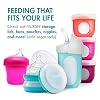 Boon Nursh Bottles - Silicone Baby Bottles Help Ease Colic Symptoms - Formula and Breast Milk Only Touch Food-Grade Silicone - Medium Flow - 8 Oz - Blue