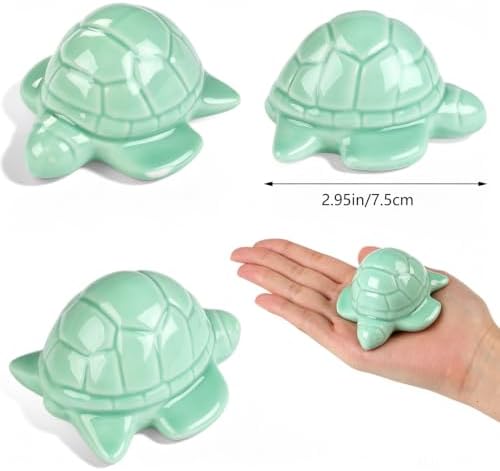 2 Pack Toilet Bolt Caps Floor Caps, Decorative Sea Turtles Toilet Bolt Screw Covers, Cute Ceramic Bathroom Decor Toilet Replacement Parts(Light Green) - 3