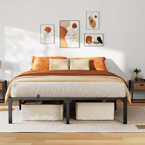 Image of GarveeLife 16 in Queen Heavy Duty Metal Bed Frame with Under-Bed Storage, Noise-Free Mattress Foundation, No Box Spring Needed, Easy Assembly, Strong Weight Capacity