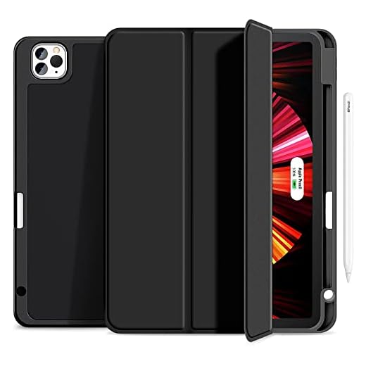 Gahwa Capa para iPad Pro 11 polegadas 2021/2020/2018 com suporte de lápis [suporta carregamento de lápis de 2ª geração], capa inteligente fina com hibernar/despertar automática e para iPad Pro 11" 3ª/2ª/1ª geração (preta)