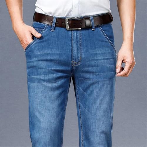Men's Straight Fit Denim Jeans Classic Business Casual Long Trousers with Pockets2