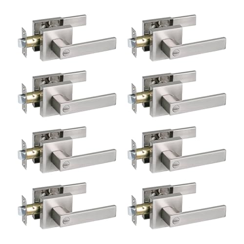 NEWBNAG Bed/Bath Room Door Lever for Privacy Bathroom and Interior Door Heavy Duty Door Lock Handle Satin Nickel Finish