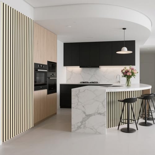Image of Art3d Roll-Flat Acoustic Wood Slat Wall Panel, 95.3 x 23.8 in, 2-Pack, Oak