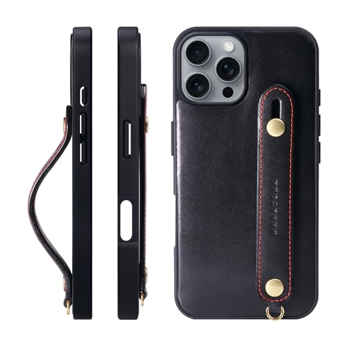 HANATORA for iPhone 16ProMax �P�[�X �{�v �ϏՌ� �w�ʃx���g �X�g���b�v�����O �X�}�z�P�[�X �X�}�z �X�^���h�@�\ �l�b�N�X�g���b�v �t�� �C�^���A�����U�[ �M�t�g �}�O�l�b�g�Ȃ� �u���b�N TGH-16ProMax-Blac