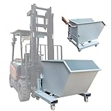 LGXEnzhuo Industrial Forklift Heavy Duty Self-Dumping Hopper - 0.5 Cubic Yard, 1760LB Capacity, with 4 Casters and Drain Outlet, Large Pushed Handle