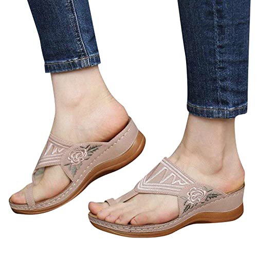 ALMAK Sandalias ortopédicas de Cuero con Punta Abierta para Mujer, Sandalias ortopédicas correctoras de juanetes para el Verano al Aire Libre Senderismo Caminar Playa
