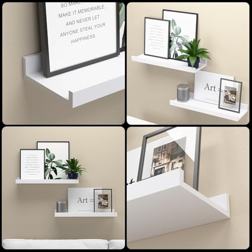 Image of WooDinto Wall Shelves for Living Room, Bedroom|Wall Mounted ShelfWall Hanging Storage Unit|Wall Organiser Shelf (White, Ledge Set of 2 - White - 18 Inch)