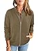 CRAZY GRID Sweatshirts for Women Trendy Graphic Khaki Zipper Hoodless Causal Tops Oversized Jacket Clothes with Pockets Khaki X-Large