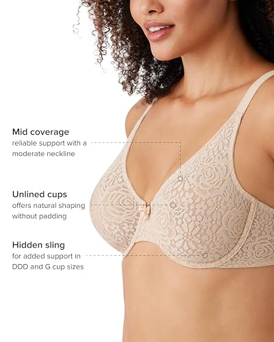 Image of Wacoal Women's Halo Lace Unlined Mid Coverage Underwire Bra, 851205