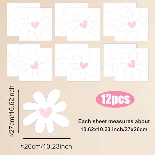 12 hojas de vinilos decorativos con flores daisy miniatura 2