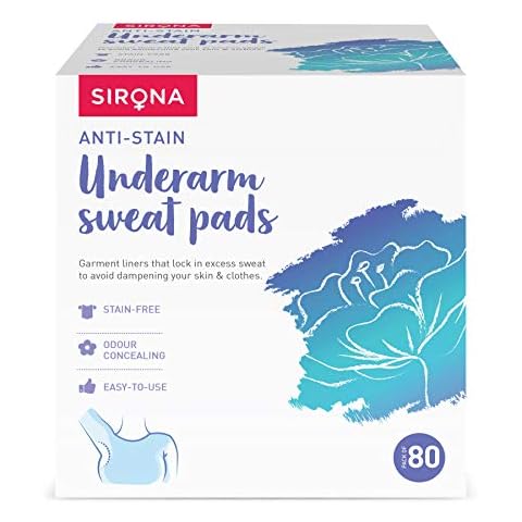 Sirona Disposable Underarm Sweat Pads - 80 Pads, Antiperspirant Absorbent Odour Blocker Pads Armpit Dress Shields, Fights Hyperhidrosis Cover