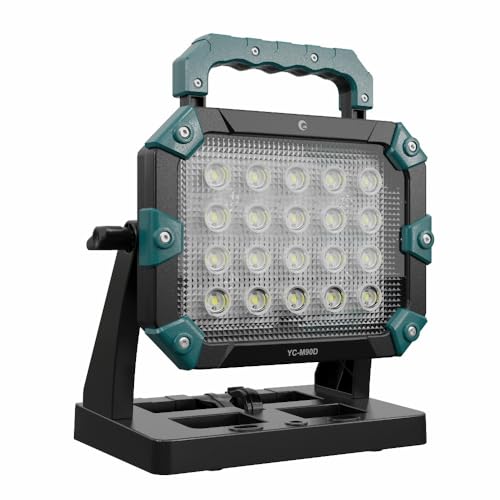 GOODGOODS LED投光器 マッチングファイターV18 100W 10000lm 作業灯 18V リチウムイオンバッテリー バッテリー着脱式 昼光色 ポータブル ワークライト 超爆光 携帯型 現場工事 夜間作業 集魚灯 防災 地震 台風 YC-M90D