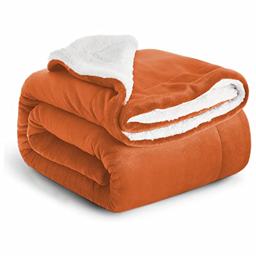 IR Imperial Rooms Sherpa Fleece Blanket Bed Throws Blankets For Sofas Soft Fluffy Thick Blanket Reversible Microfiber Throw (Rust, Twin/Double (150 x 200 Cm))