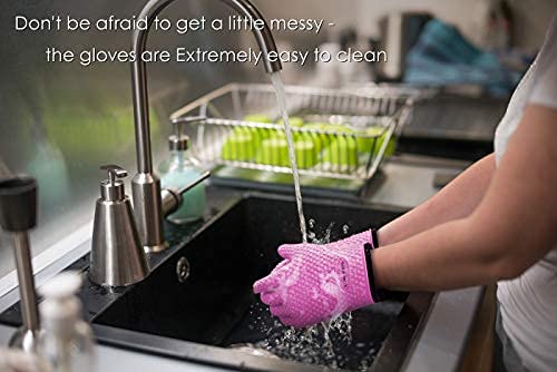 Image of KITCHEN PERFECTION XL Silicone Smoker Oven Gloves-Extreme Heat Resistant BBQ Gloves-Handle Hot Food Right on Your Grill Fryer&Pit|Waterproof Grilling Cooking Baking Mitts|Superior Value Set+3 Bonuses