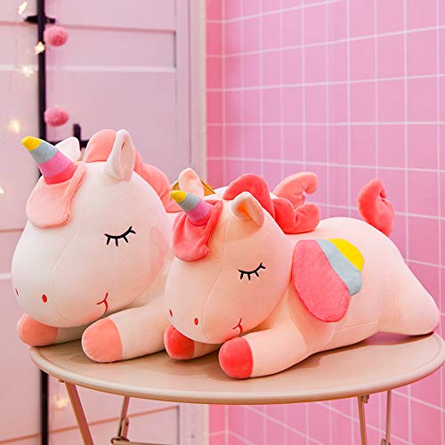 Bella Arcobaleno Ali Unicorno Peluche Giocattolo Carino Rosa Volante Pony Cuscino Peluche Animale Appease Bambola Per I Bambini Regalo Di Compleanno 80 cm Rosa