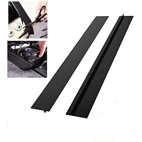Forliver Kitchen Silicone Stove Counter Gap Cover, 2 Pack 25''/63cm Easy Clean Heat Resistant Wide & Long Gap Filler, Seals Spills Between Counter, Stovetop, Oven, Washer & Dryer (Black) Cover