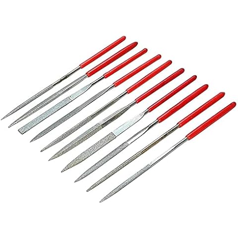 Bestgle 10pcs Diamond Needle File Set, Mini Needle Jewelry File Set for Jewelers Glass Wood Carving Craft, 2 x 100mm Cover
