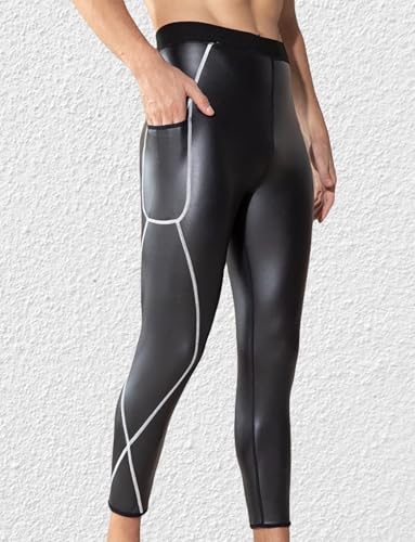 Ausing Leder Hosen Enge Herren Shapewear Leggings Elastisch Biker Hose PU Leder Sporthose Herren Laufhose Lang Wetlook Nachtclub Bar Kleidung Clubwear Schwarz 3XL