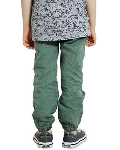 CUNYI Boys' Linen Pull-On Jogger Pants Solid Color Casual Pants4