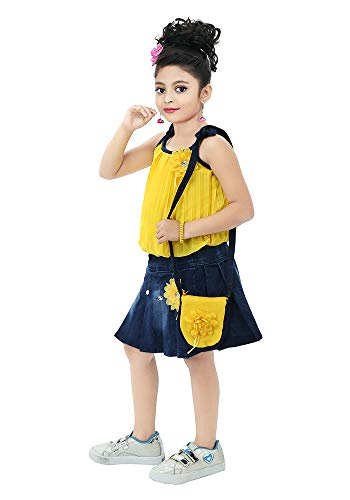 Image of Chandrika Girls Casual Skirt and Top Set with Bag for Kids