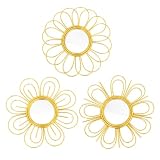 Gold Mirrors 3 Piece, 9 inch Flower-Indoor Shaped Mirror Hanging Wall Decor