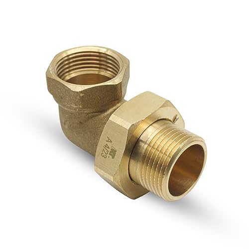 DOJA Barcelona | 90 Grad Winkel Fitting | 1/2\" | M-H | 1er Pack | 90 Grad Winkelverschraubung mit Fitting und O-Ring | Messing Winkel | Dichtungsring | für Garten Wasserhahn Rohr