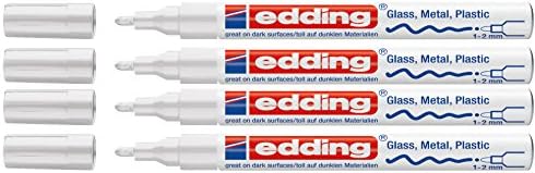 Edding 751 markery do lakieru, koronka M, 4 sztuki w opakowaniu, bia?a.