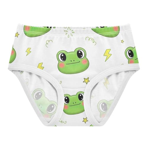 Kids Underwear Girls, Cute Green Cartoon Frog Toddler Briefs, Girls' Cotton Brief Underwear, 2T–8 Years