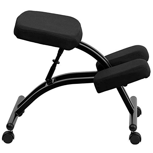 Flash Furniture Mobile Ergonomic Kneeling Office Chair in Black Fabric