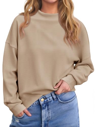 Saodimallsu Womens Pullover Sweater Dressy Casual 2025 Mock Neck Tops Lightweight Knit Fashion Sweaters