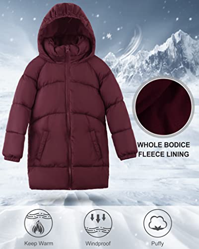 Image of SOLOCOTE Girls Winter Coats Heavyweight Mediun Length Warm Jackets Down-like Cotton Wadding Outwear 3-14Y