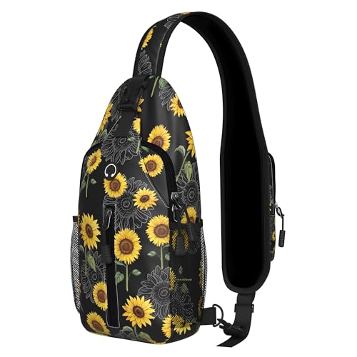 Image of Sunflower Sling Bag For Women Men Small Crossbody Bags Mini Water Resistant Casual Chest Bag Backpack Shoulder Daypack For Travel Hiking