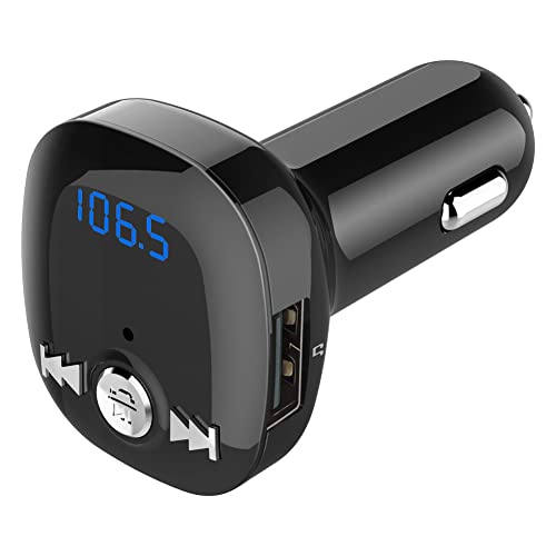 Car Bluetooth Adapter Radio Transmitter, Bluetooth FM Transmitter for Car with Dual USB Ports, Support Connection of Dual Phones, QC3.0 Fast Charger