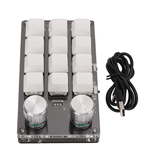 Clavier Programmable à une Main, Clavier Mécanique Multifonction sans Fil USB Bluetooth Double Mode 12 Touches avec Boutons pour Jeu de Bureau