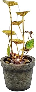 GEEZY Garden Water Feature LED Lion Fountain Indoor/Outdoor Cascading Freestanding Polyresin Garden Statue Lights