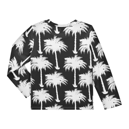 Coconut Palms Black Boy's Rash Guard Swim Shirt Long Sleeve Sun Shirt for Toddler Kid UPF50+2