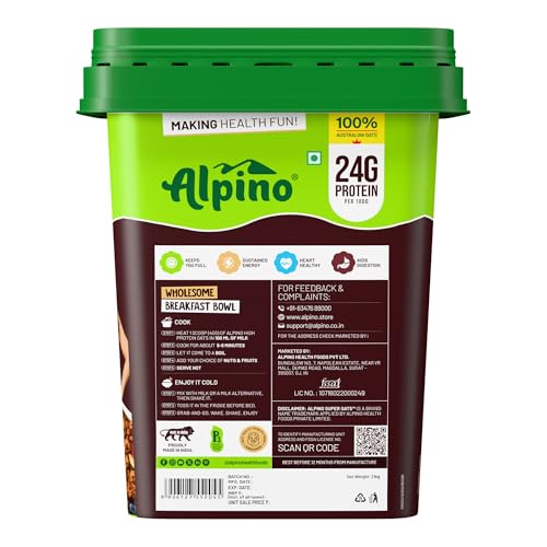 Image of ALPINO 24% High Protein Super Oats Classic Coffee 2.5kg - Rolled Oats, Natural Peanut Butter, Coffee Extract, Jaggery Powder - 24g Protein, Source of Dietary Fibre & Healthy Fats, No Refined Sugar & Salt