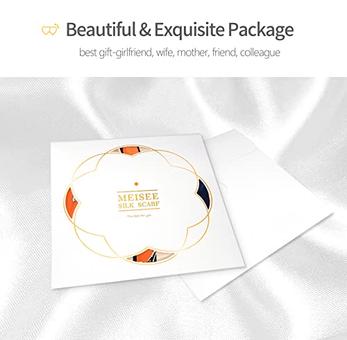 Meisee 100% Pure Mulberry Silk Square Scarf 27"'X27-68Cm Head Scarf For Women Natural Silk Neckerchief Printed Headscarf (Coffee Color Orange Horse) #TOP5